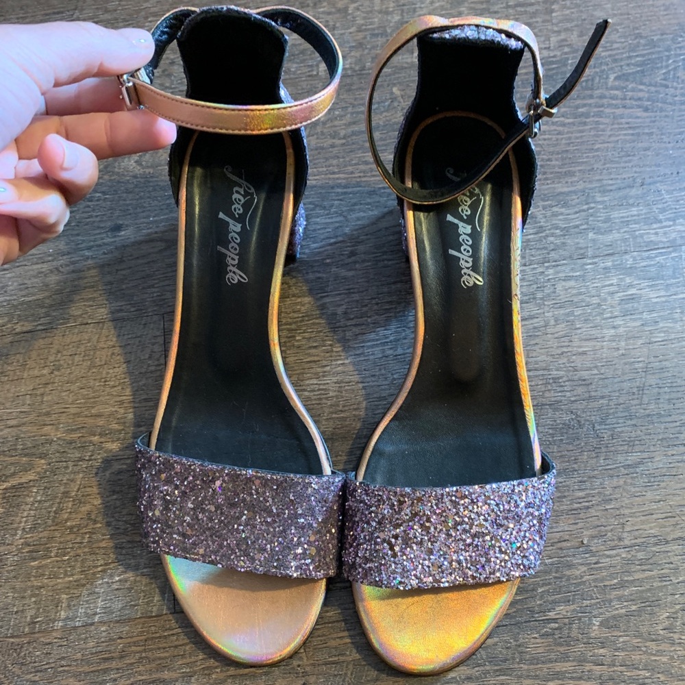 Free People glitter block heel